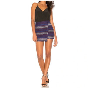 Joie Woven Faux Wrap Blue and Red Mini Skirt